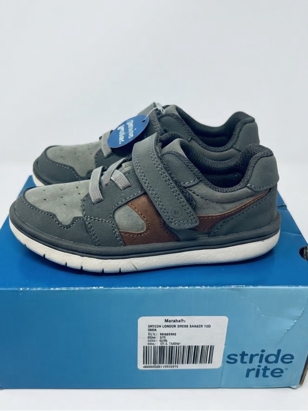 Stride Rite Boys Sneakers-“SRtech London”Gray with brown accents
